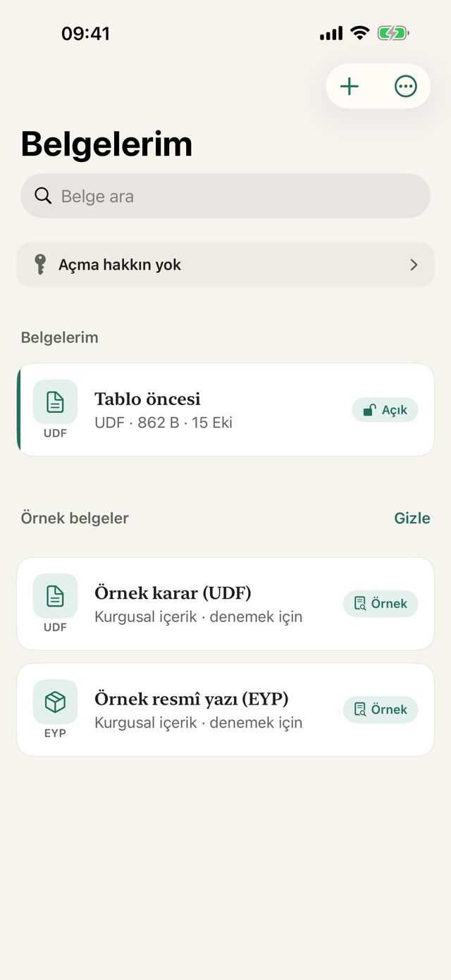 Belgelerim listesi: açık belge ve örnek belgeler